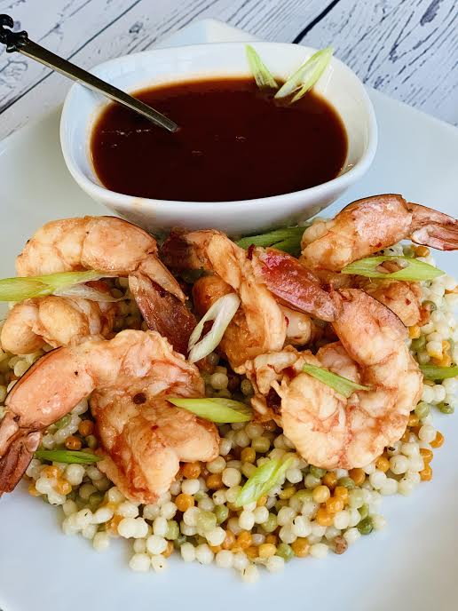 Chipotle Pan Roasted Shrimp over cous cous