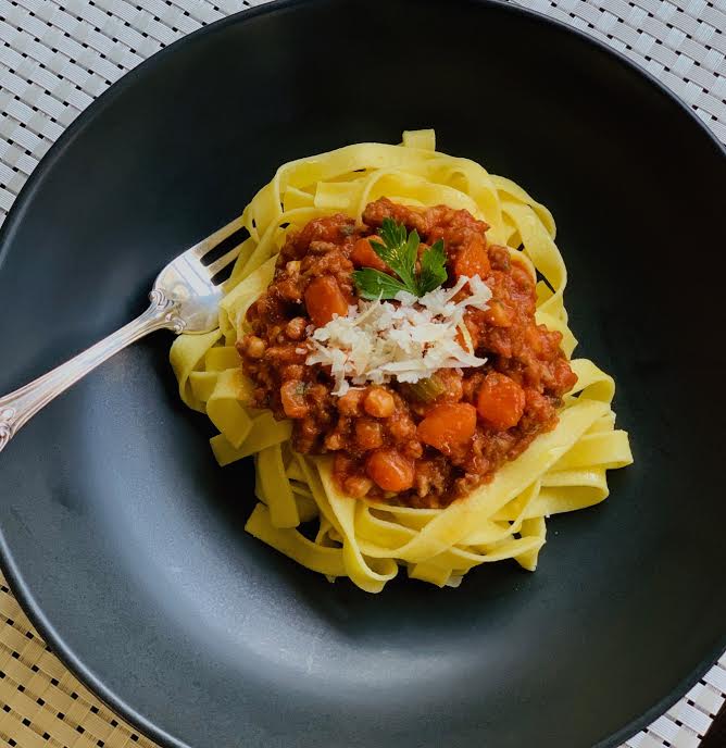Classic Bolognese Sauce with Wide Noodle Pasta