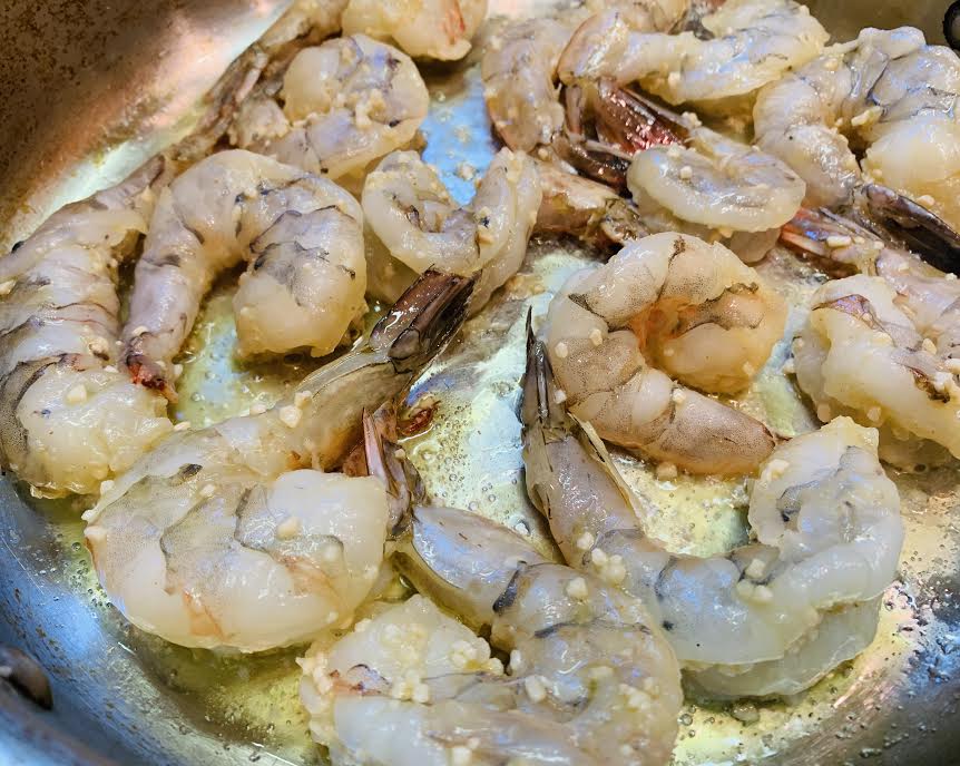 jumbo shrimp in a pan