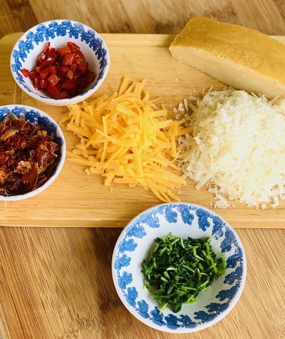 Ingredients for crustless mini quiche