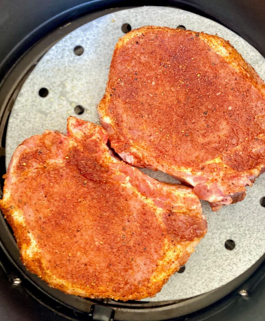 2 pork Chops in air fryer