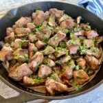 Steak bites in cast iron pan