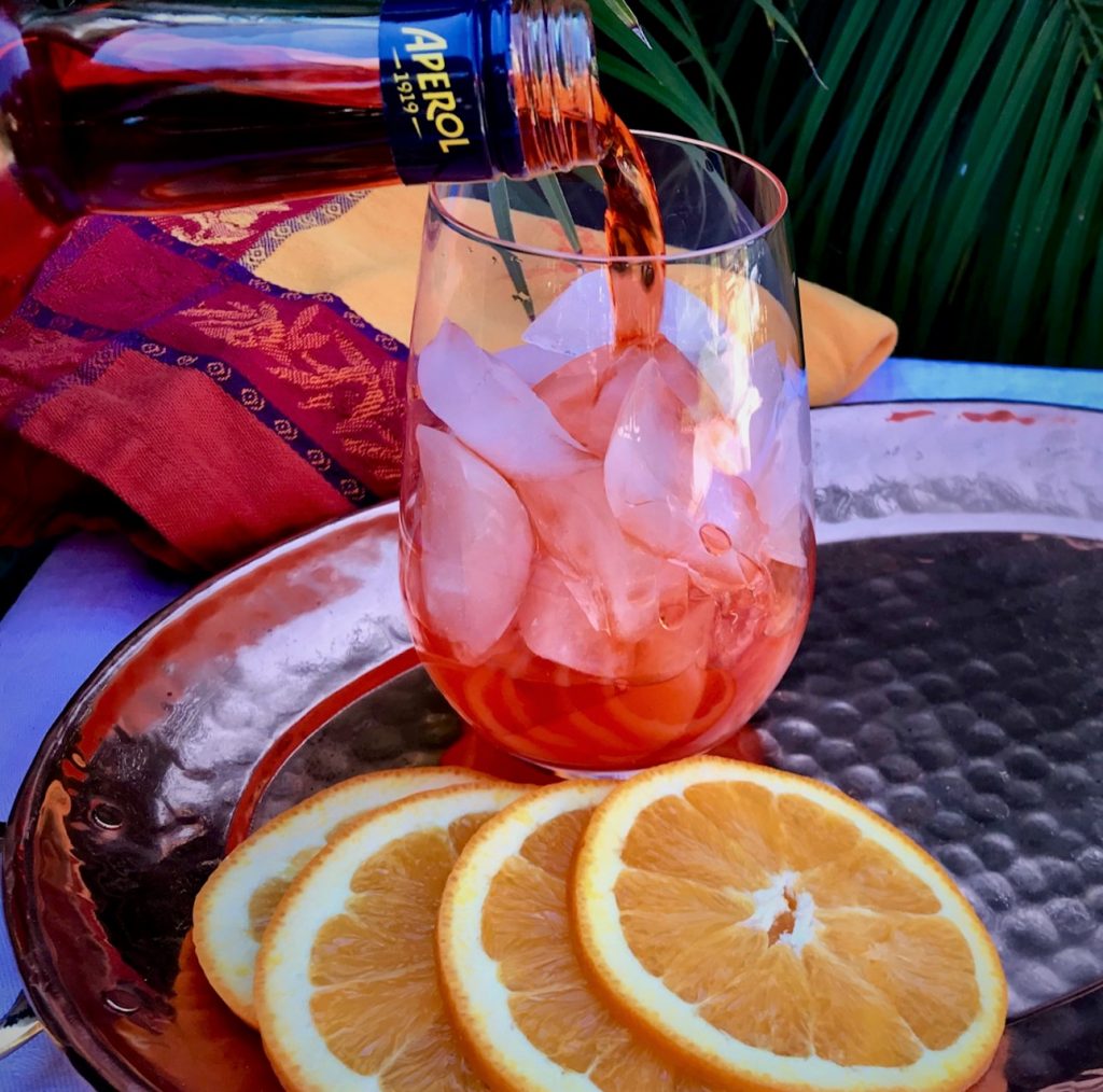 Pouring Aperol for a Spritz