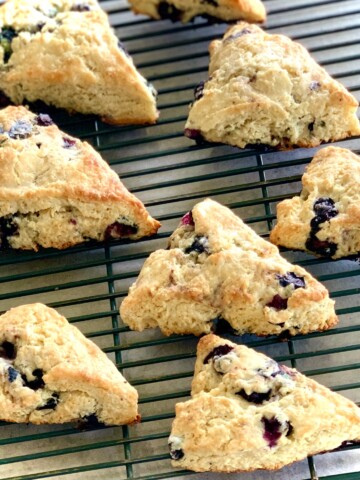 Blueberry Lemon Scones cooling on a rack
