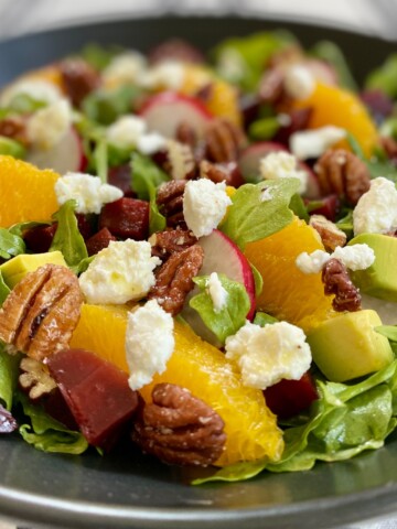 Arugula Beet Salad with goat cheese and avocado