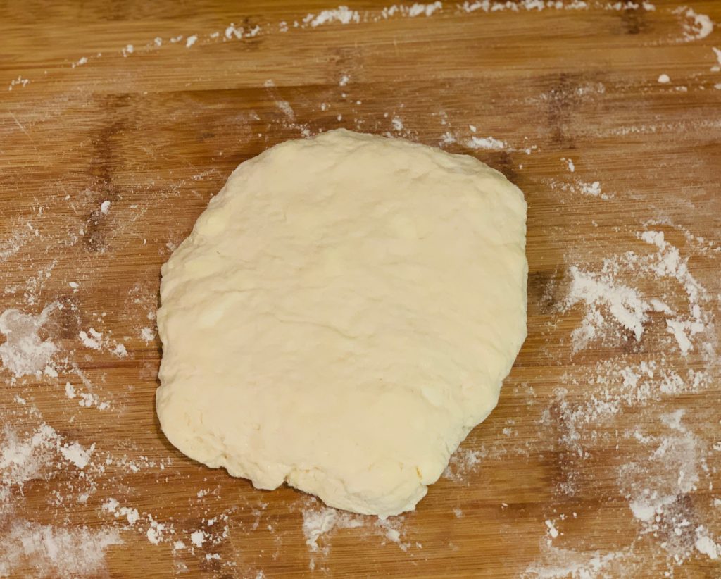 Biscuit dough ready to cut