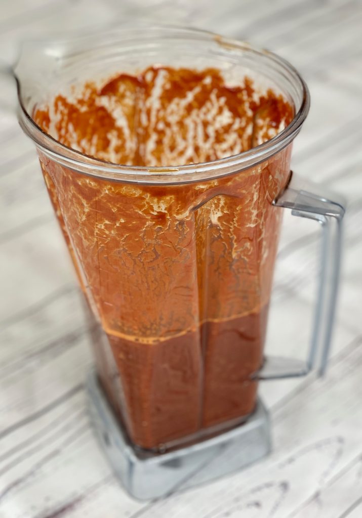 Chile Colorado Sauce in a blender