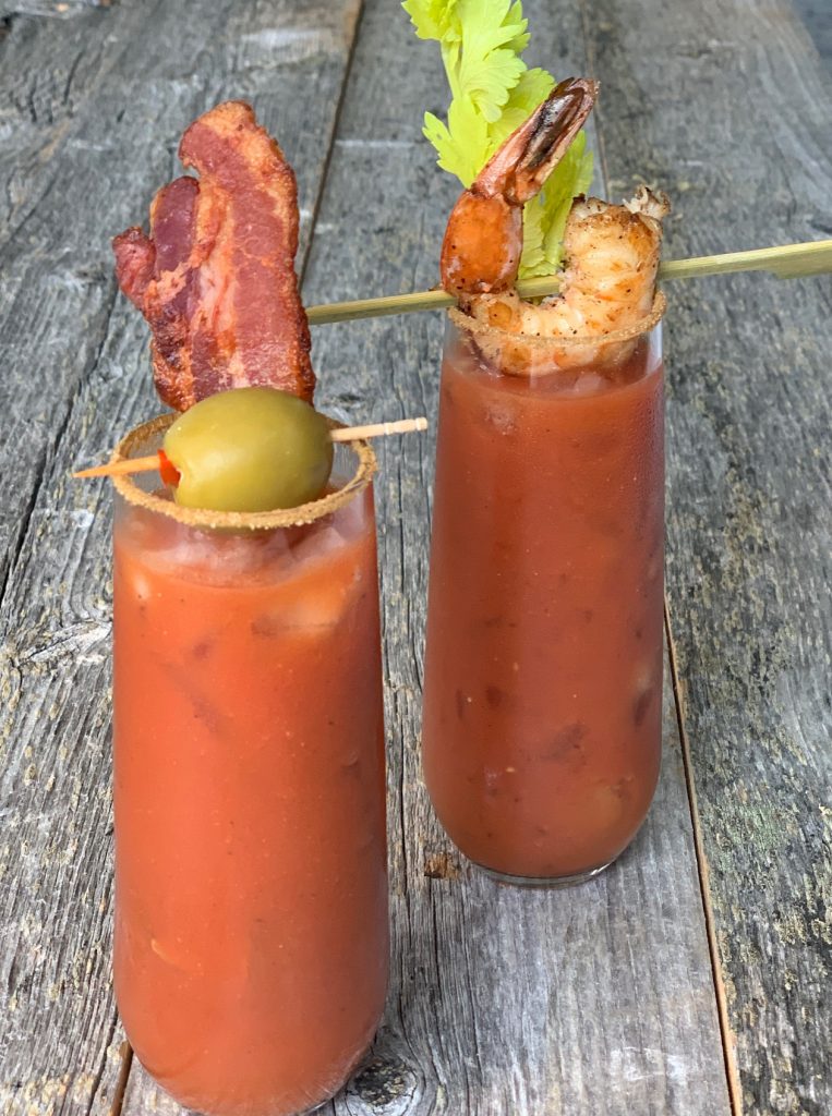 Bloody Mary's with Grilled Shrimp & Bacon