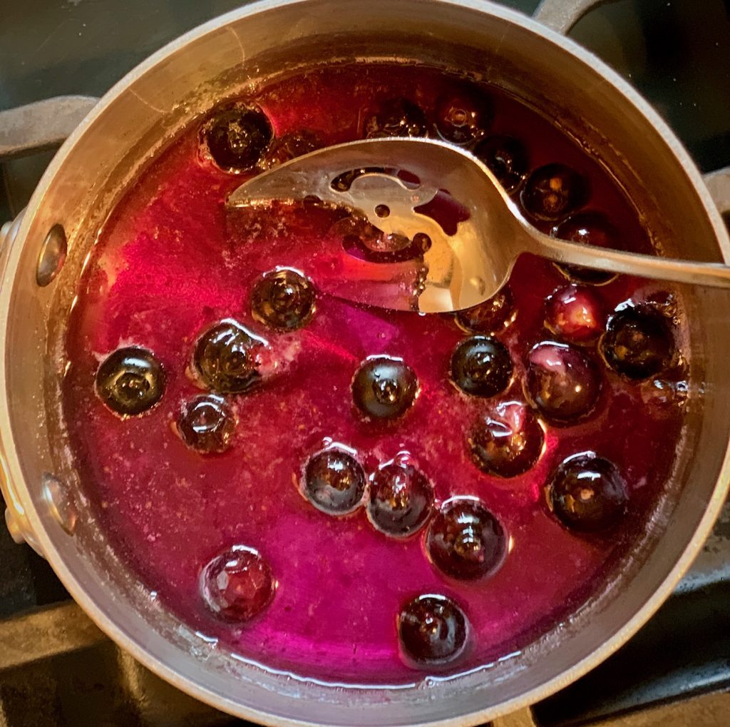 Blueberry Simple Syrup in process