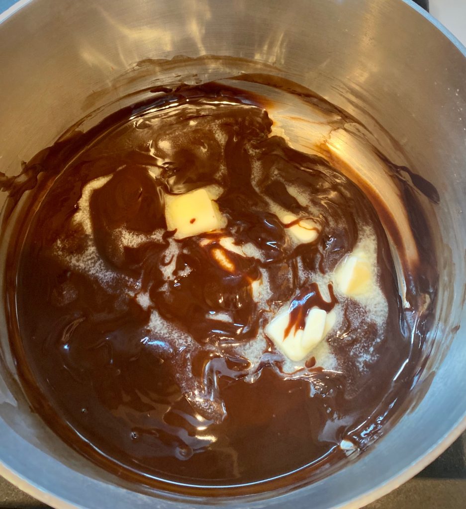 Butter melting into chocolate