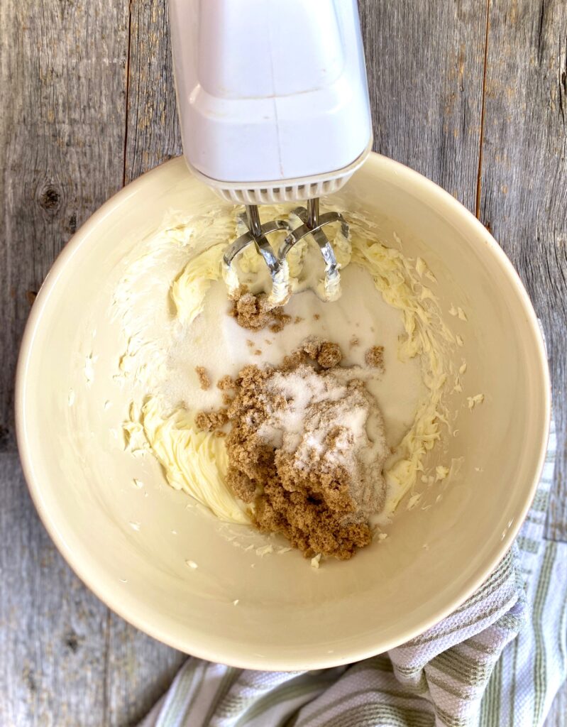 mixing butter and sugars