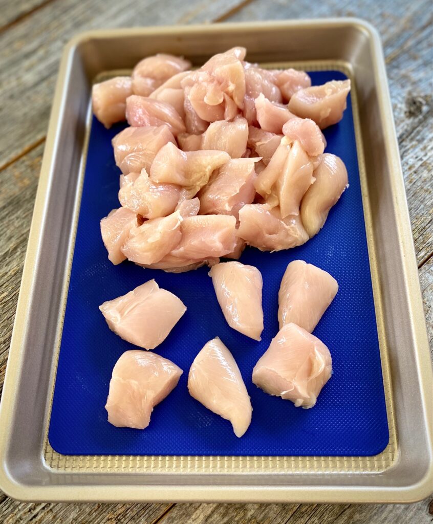 chicken pieces on a tray