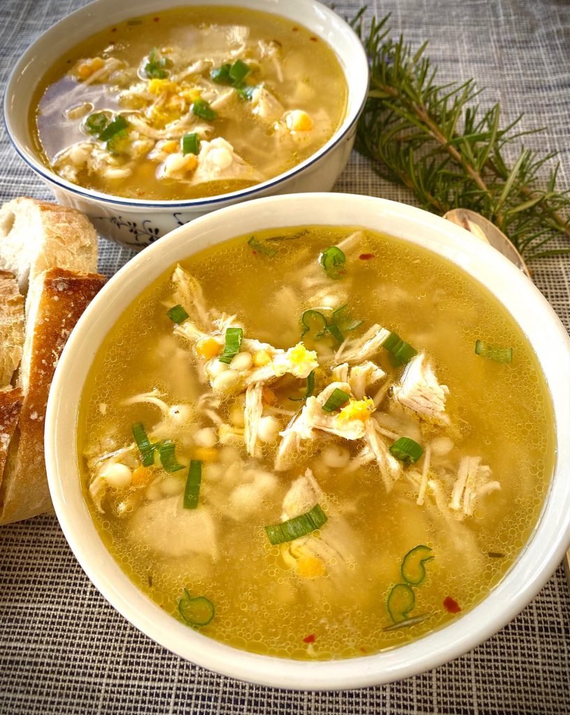 2 bowls of lemon greek soup