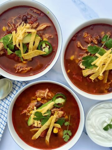 3 bowls of Chicken Tortilla Soup