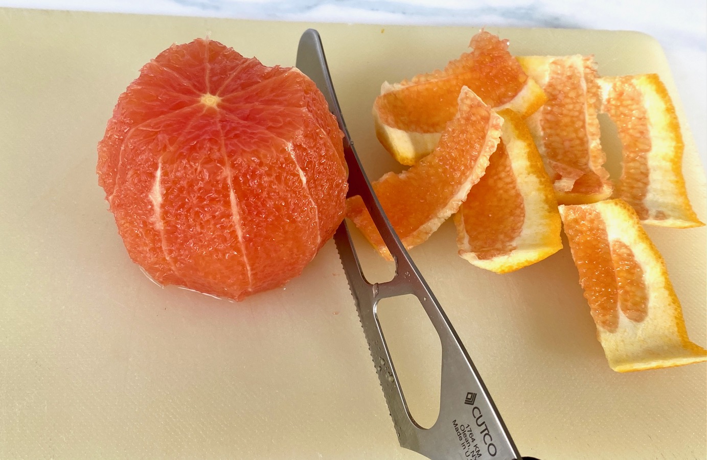 citrus with peel and pith cut off
