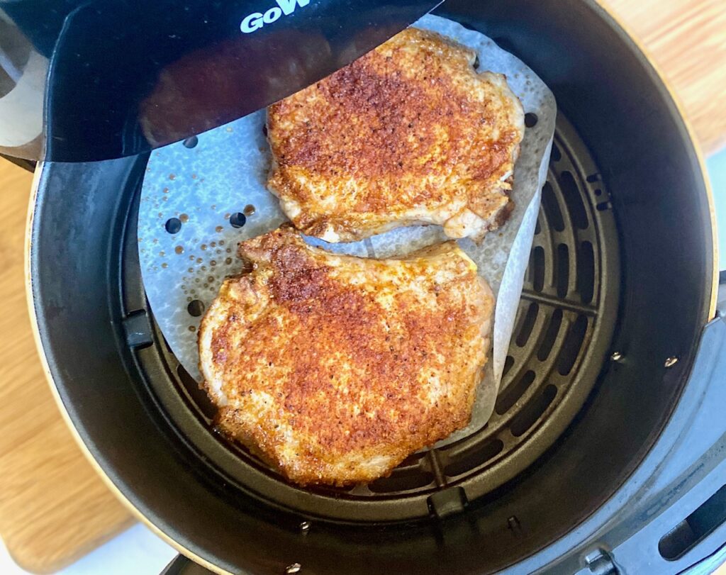 Cooked air fryer pork chops