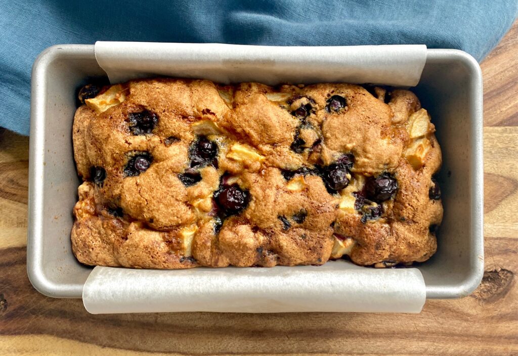 cooked bread in pan
