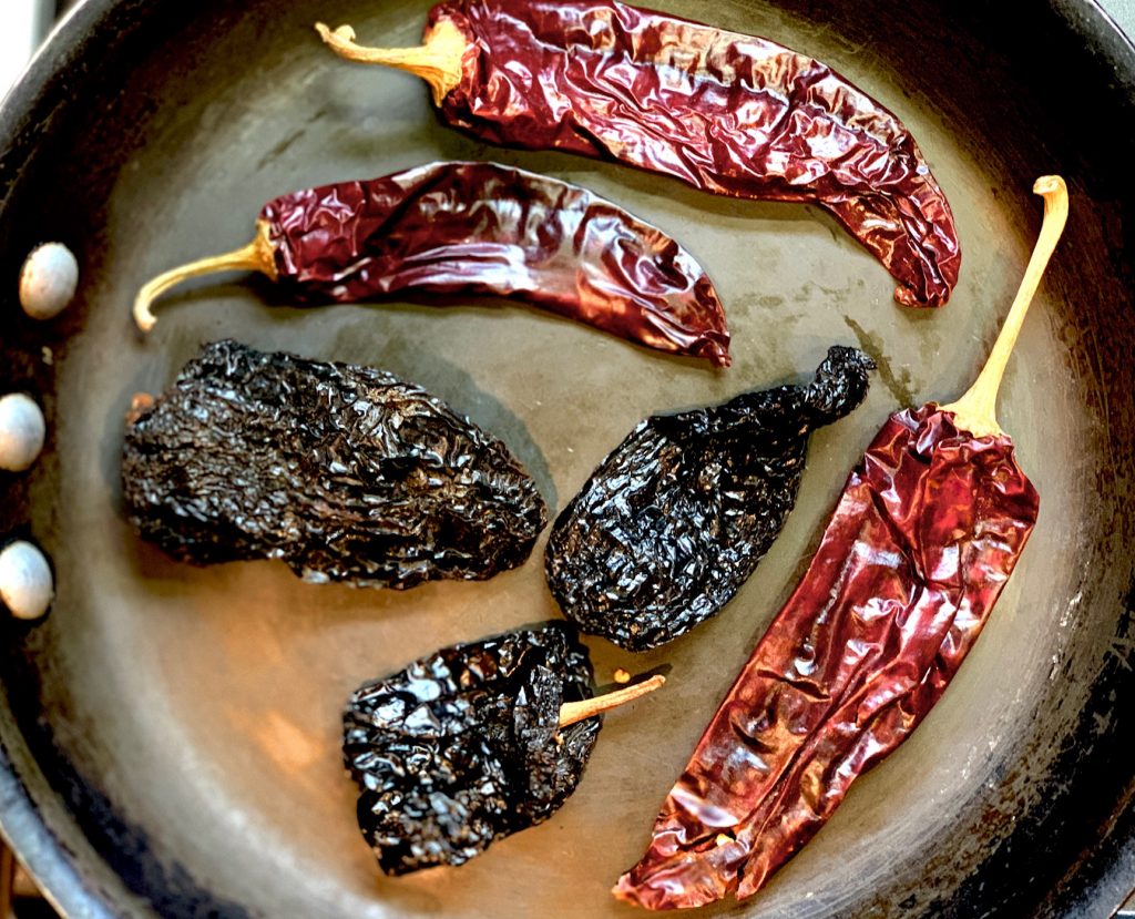 Cooking Chiles for Chile Colorado