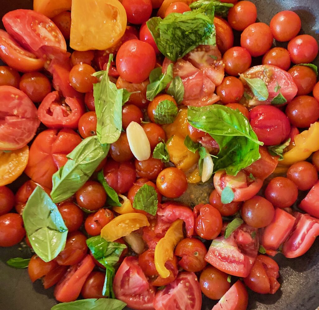 roma tomatoes with garlic ,basil