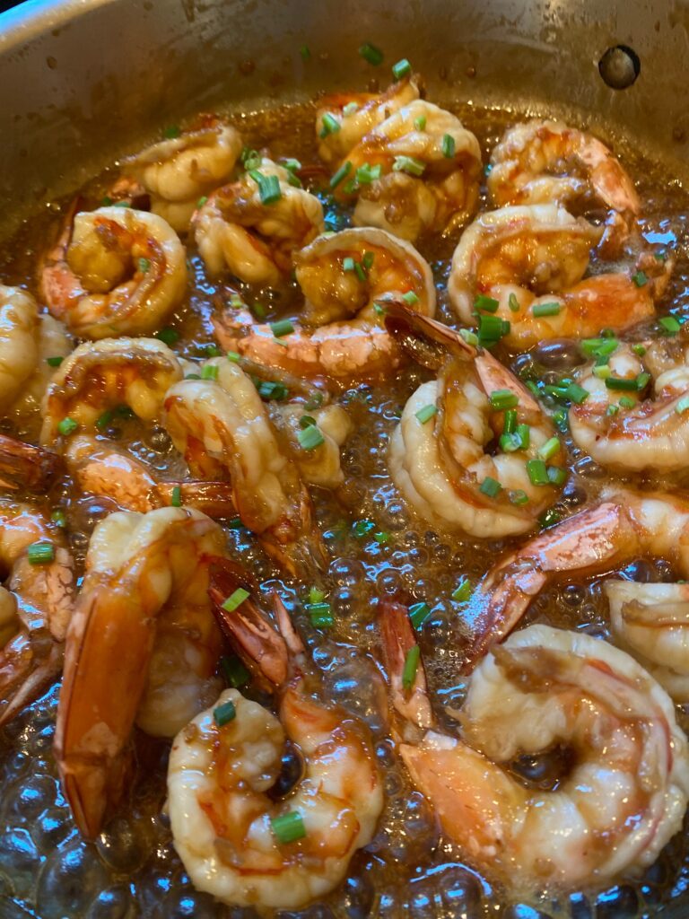 HoneyGarlic sautéing shrimp