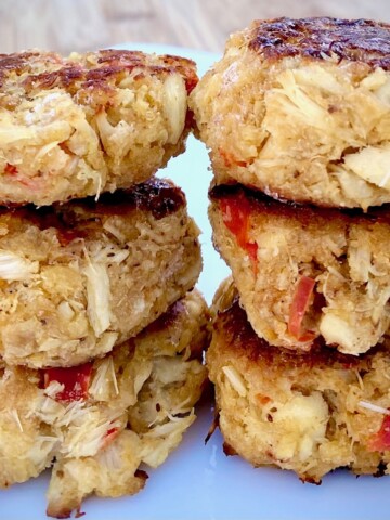 6 stacked crab cakes