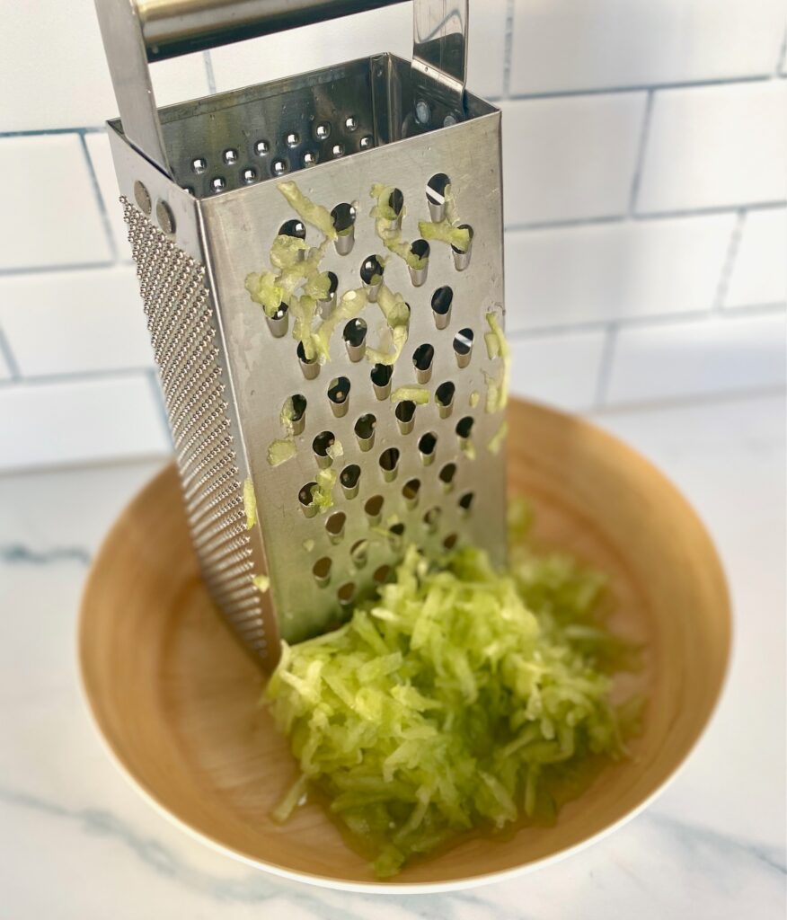 Cucumbers shredded with grater