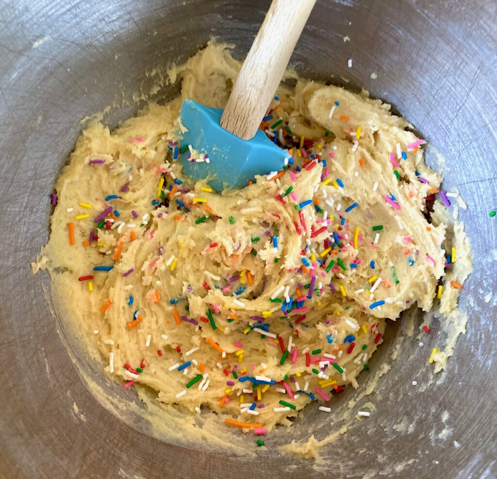 Dough with rainbow sprinkles