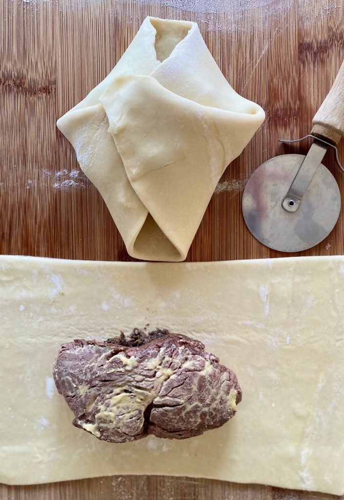 Filet coated in Dijon and puff pastry