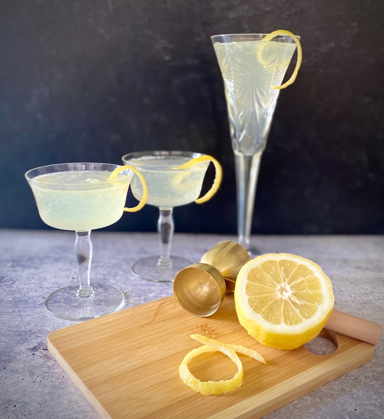 French 75 Cocktails with garnish