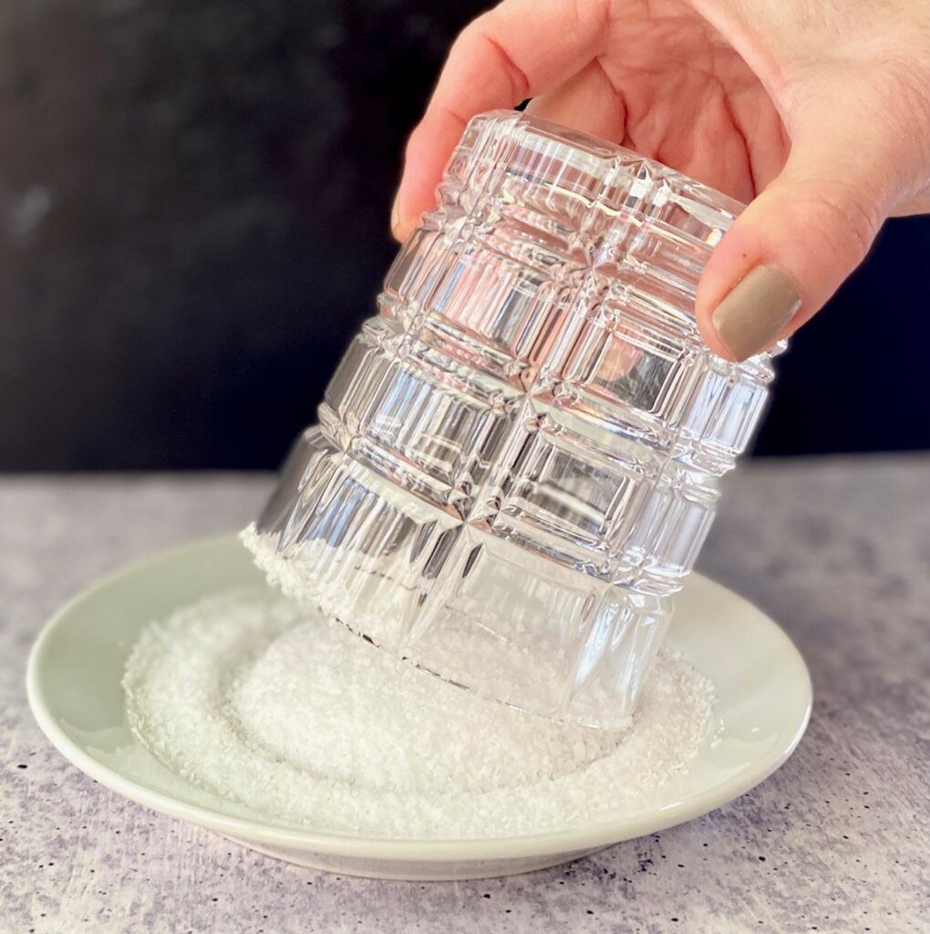 lowball glass dipped in salt