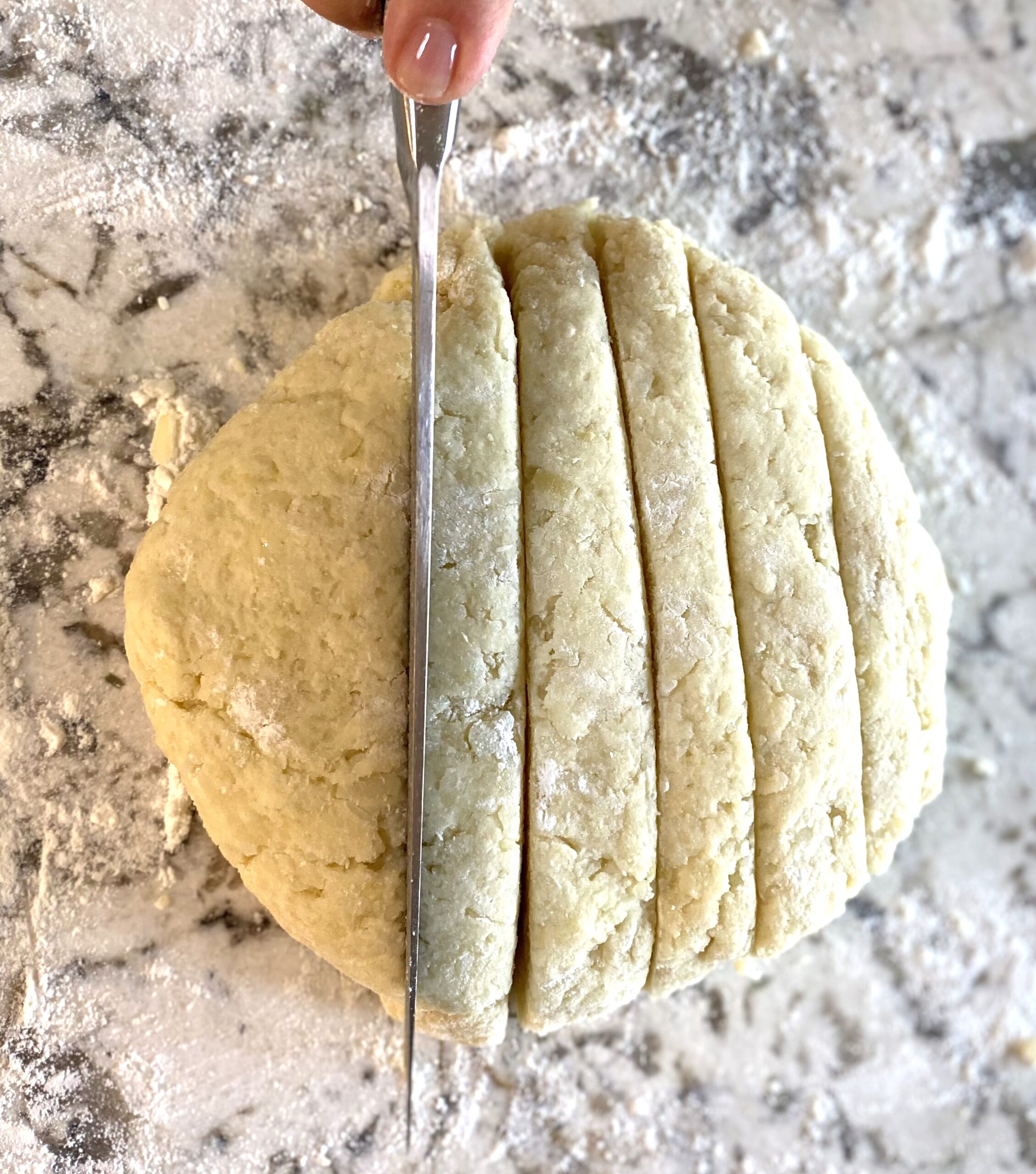 Cut gnocchi in to long logs