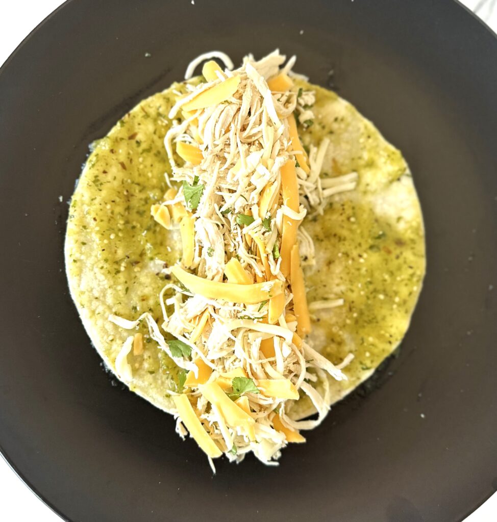 Enchilada filing in tortilla