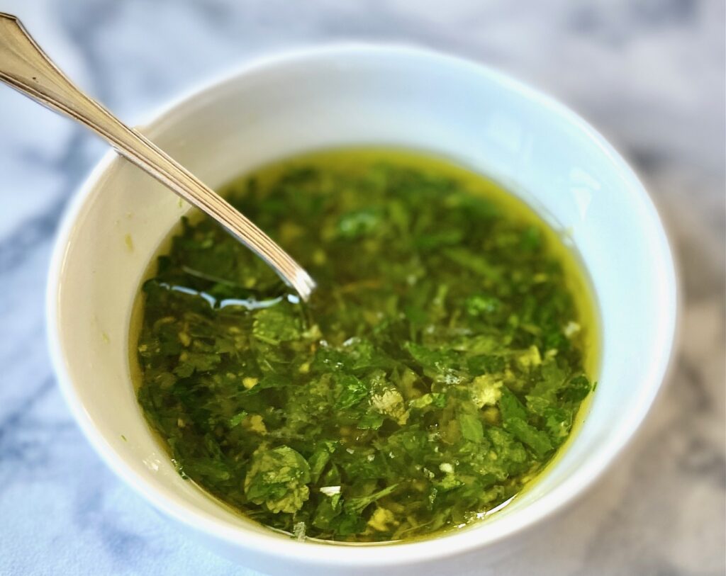 marinade in a white bowl 