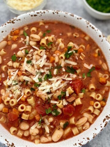 a bowl of pasta fagioli