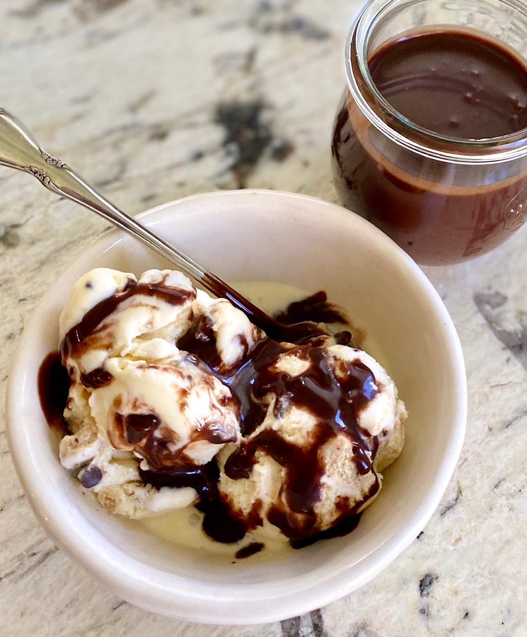 Ice cream + hot fudge sauce