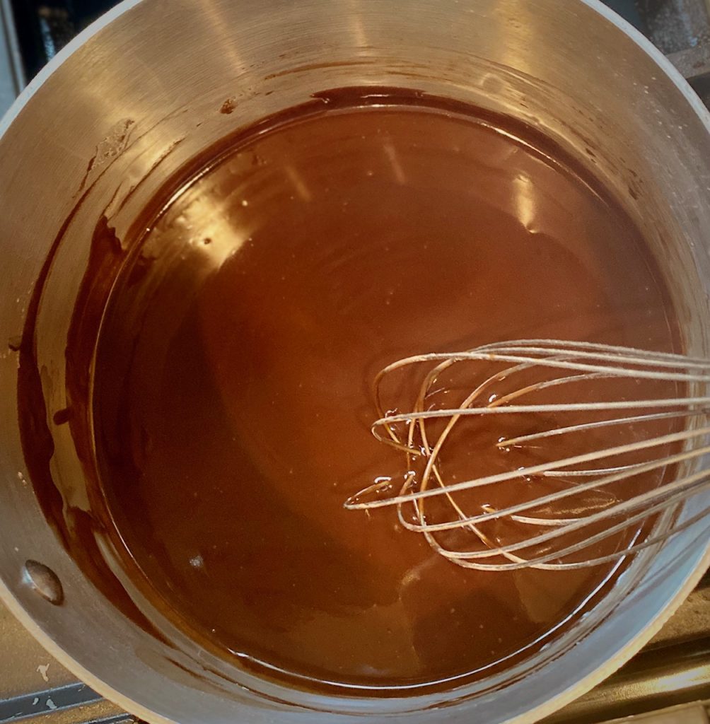 chocolate sauce in a pan