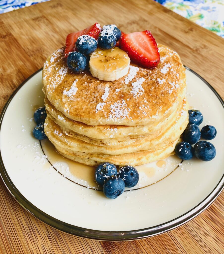 pancake stack with fruit