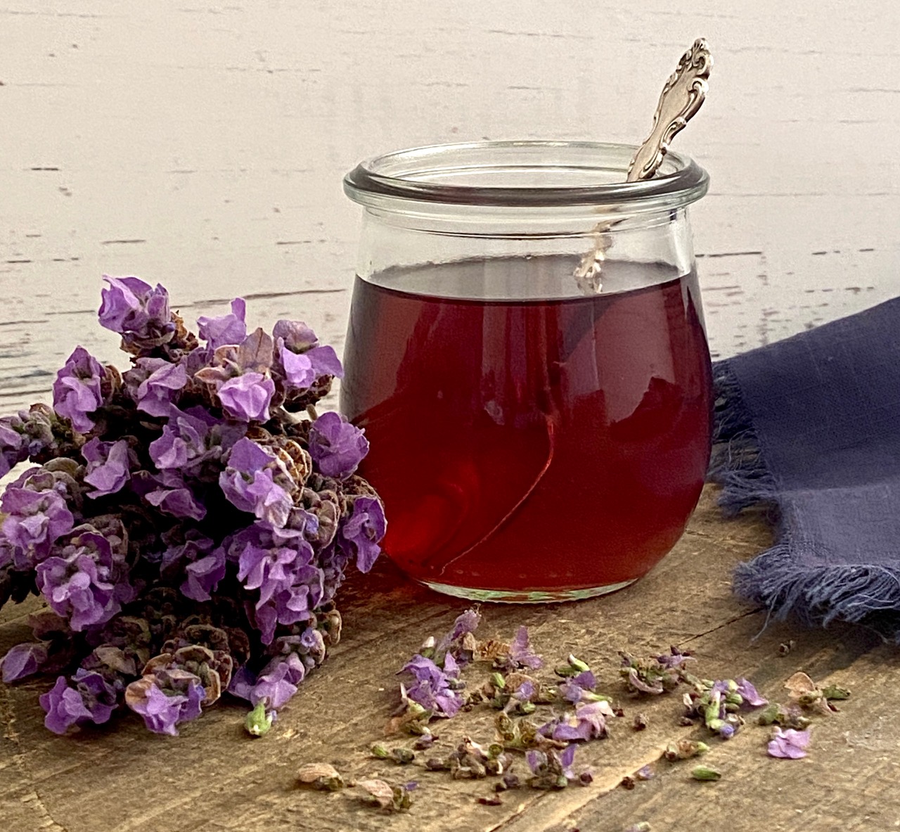 lavender syrup in a jar