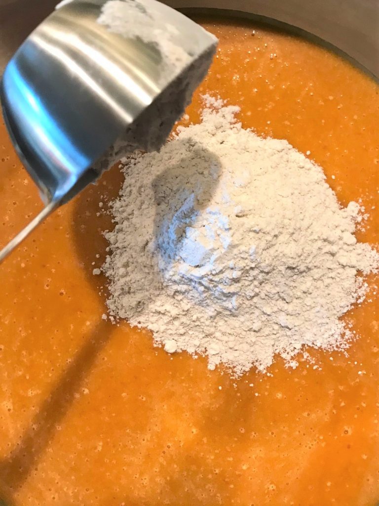 Blend Mixtures together for Pumpkin Bread