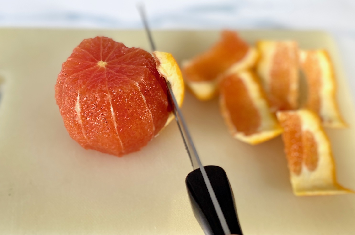 Cutting peel off orange