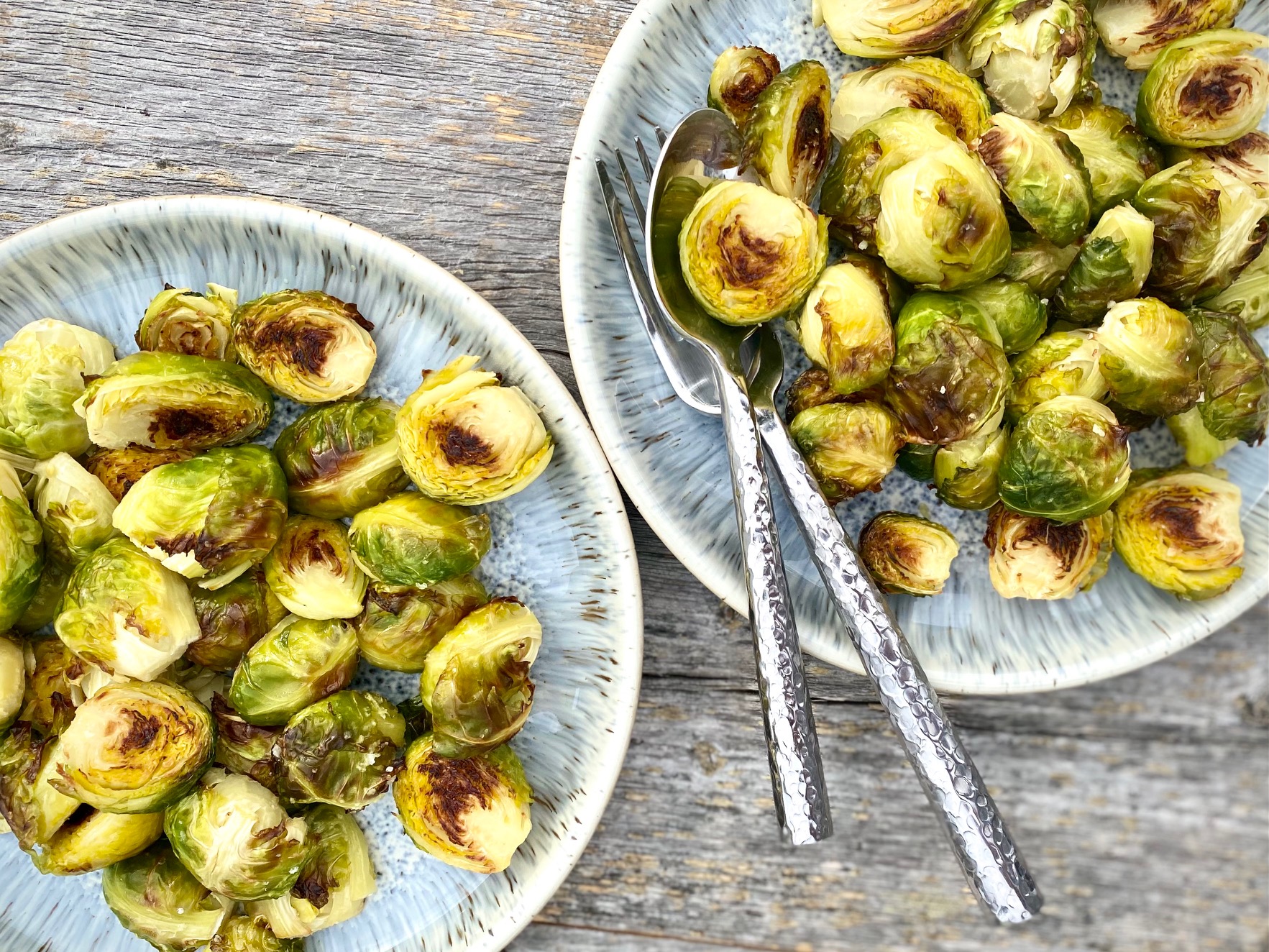 2 bowls of roasted breussels sprouts