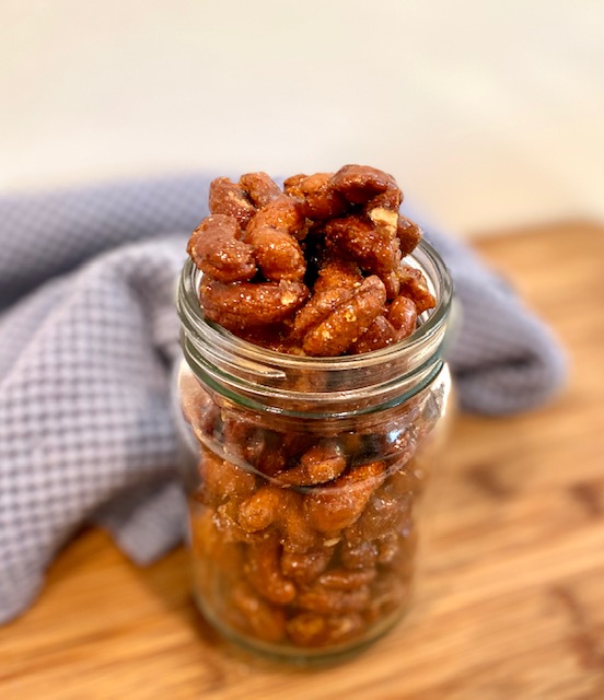 Honey Roasted Cashews in a jar