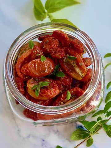 oven roasted tomatoes in a jar
