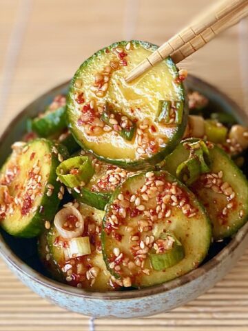 Korean cucumbers with chopsticks