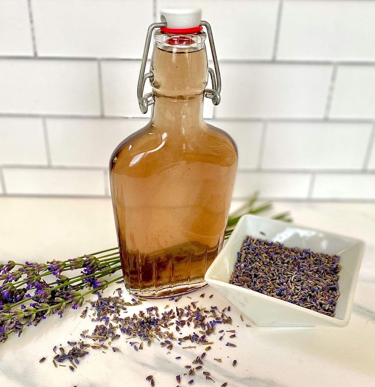 Lavender syrup and lavender buds