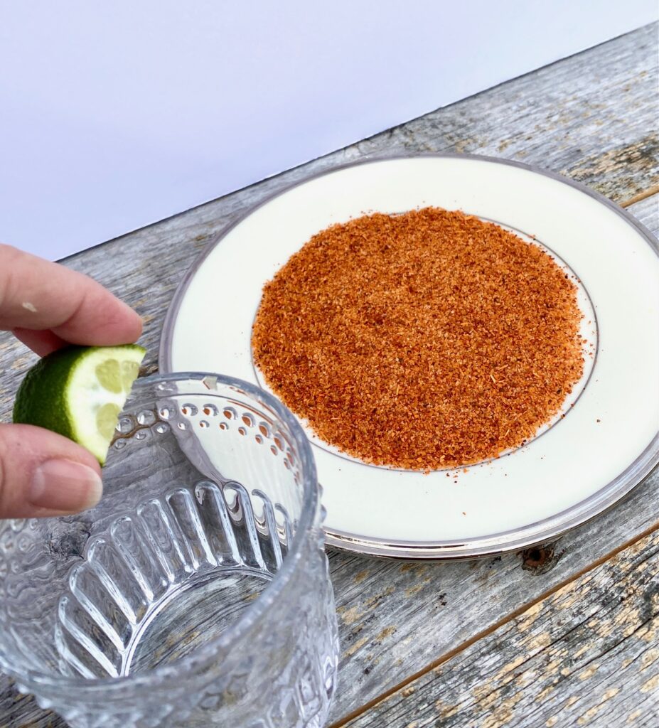 rub lime on edge of glass