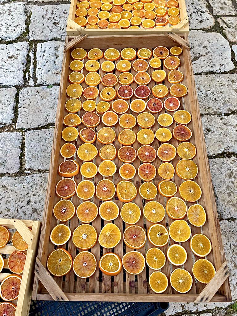 dried oranges on a tray