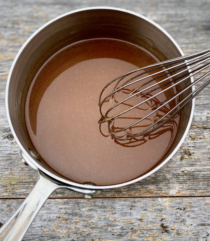 Miso glaze sauce in a pan