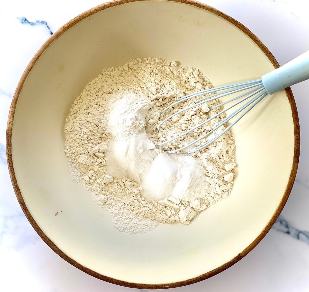 Mixing dry ingredients in bowl