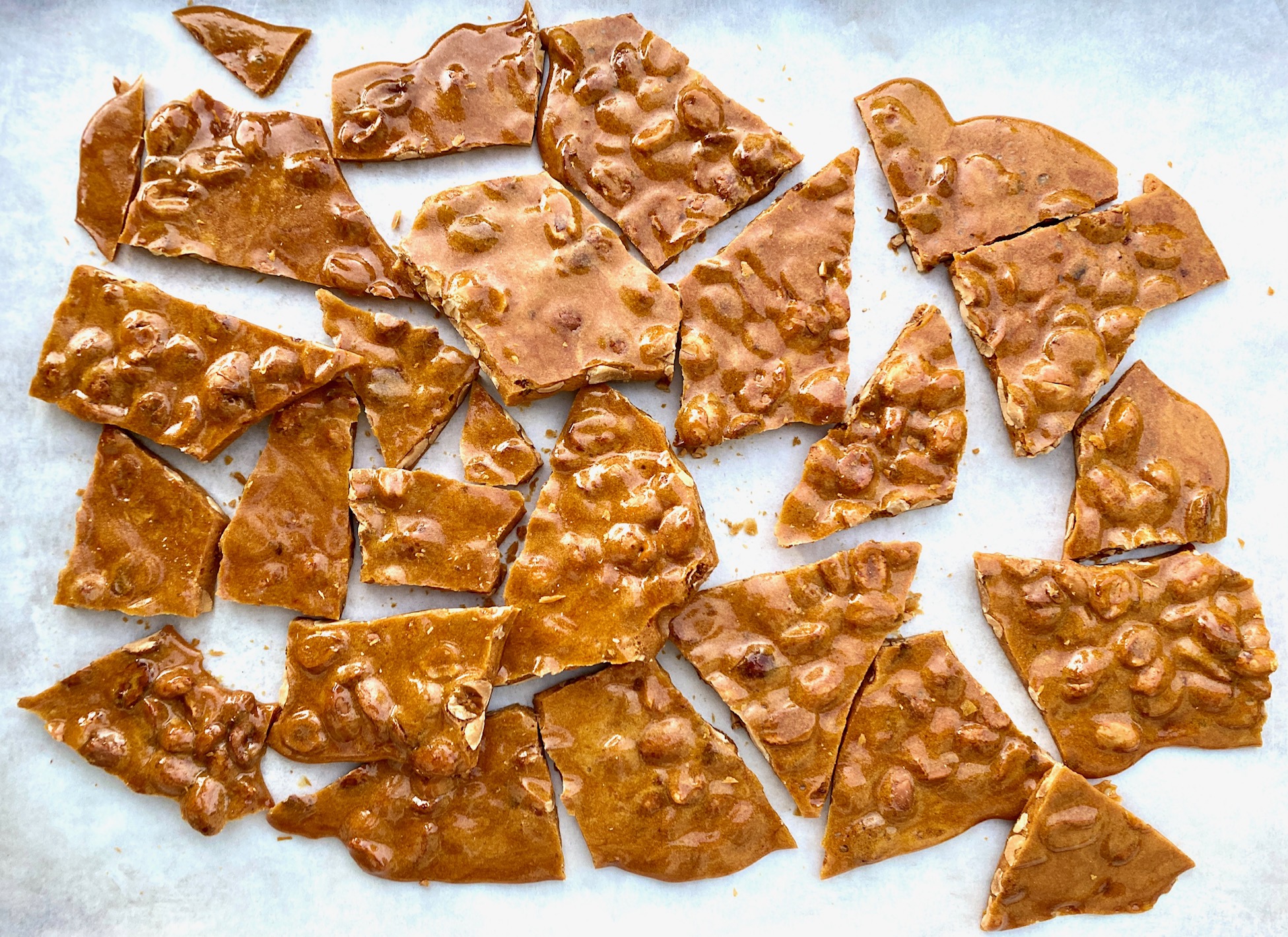 tray of peanut brittle
